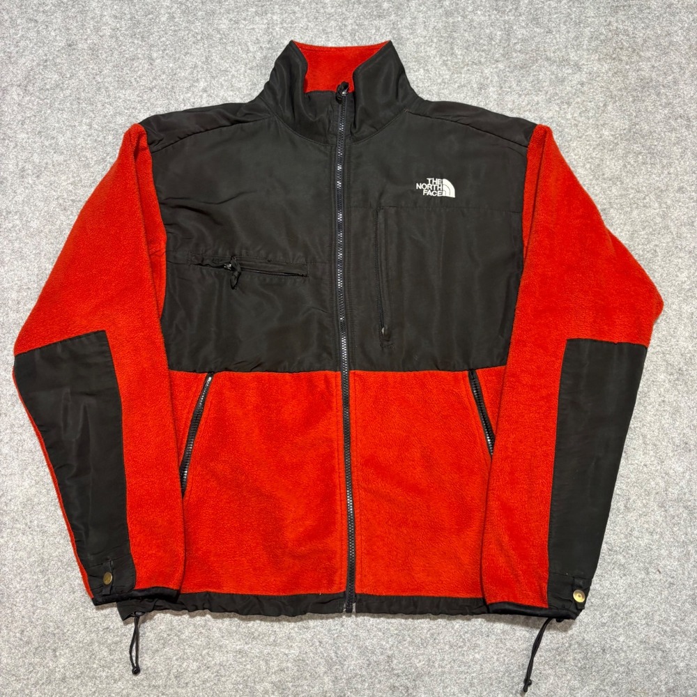 The North Face Denali Fleece Jacket Mens Large Red Black Full Zip Colorblock